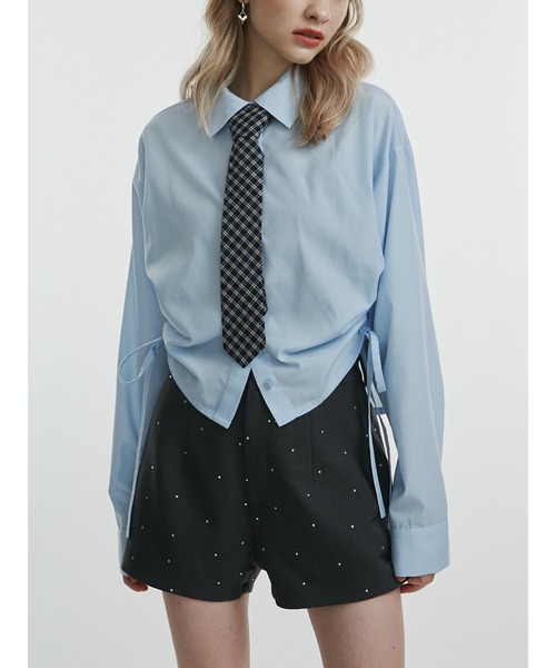 jouetie（ジュエティ）の「ギャザーネクタイシャツ（シャツ/ブラウス・レディース・オフホワイト/ブルー/ネイビー・MEDIUM）」の3枚目の写真