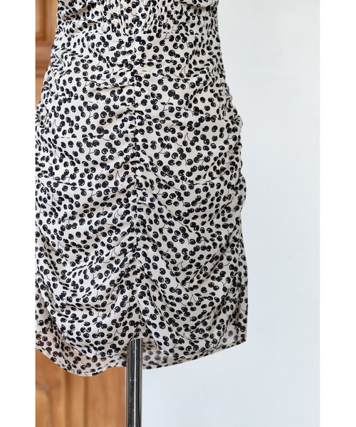 ワンピース Draped Cherry Pattern Mini One-Piece Draped Cherry Pattern Mini One-Piece（ワンピース）｜Her lip