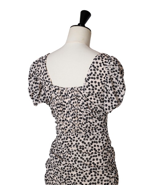 美品♡Cherry Pattern Mini One-Piece Draped Cherry Pattern Mini One-Piece（ワンピース）｜Her lip