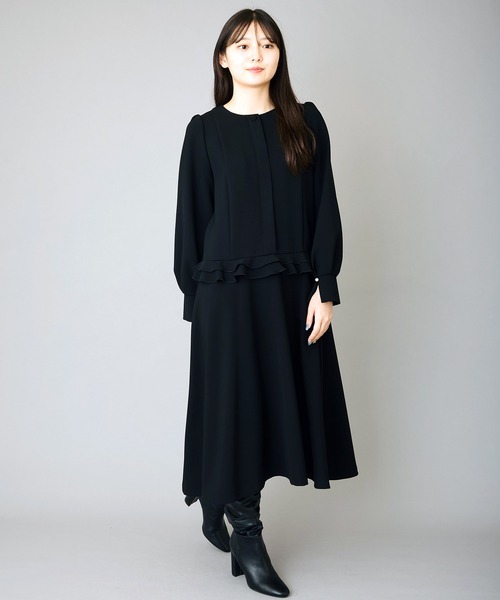 Ranerrh(ラネリ)の「【CASUAL】フリルデザインフォーマルドレス【入卒式・結婚式】【オリジナルパール付】【春夏用】(ワンピース・レディース・ブラック・38)」の2枚目の写真
