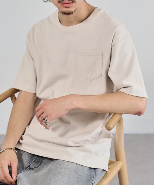 LIFEMAX(ライフマックス)の「【LIFEMAX】10.2オンス ポケット付きスーパーヘビーウェイトTシャツ MS1157(Tシャツ/カットソー・メンズ・チャコールグレー/ブラック/ホワイト/グリーン/ネイビー/スモーキーグリーン系/パープル系その他2/スモークピンク/グレイッシュベージュ/グレイッシュブルー/サンドベージュ・XL/L/M/S)」の6枚目の写真