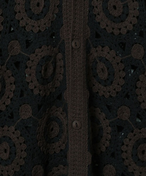 BAYFLOW（ベイフロー）の「クロシェニットシャツ（シャツ/ブラウス・メンズ・グリーン/ダークブラウン/ホワイト×ブラック・FREE）」の4枚目の写真