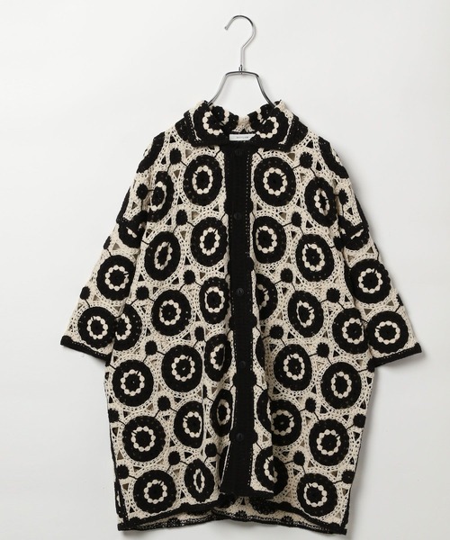 BAYFLOW（ベイフロー）の「クロシェニットシャツ（シャツ/ブラウス・メンズ・グリーン/ダークブラウン/ホワイト×ブラック・FREE）」の10枚目の写真