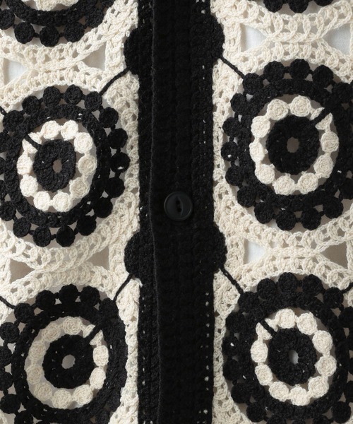 BAYFLOW（ベイフロー）の「クロシェニットシャツ（シャツ/ブラウス・メンズ・グリーン/ダークブラウン/ホワイト×ブラック・FREE）」の11枚目の写真