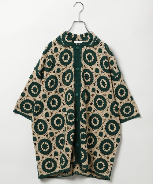 BAYFLOW（ベイフロー）の「クロシェニットシャツ（シャツ/ブラウス・メンズ・グリーン/ダークブラウン/ホワイト×ブラック・FREE）」の16枚目の写真