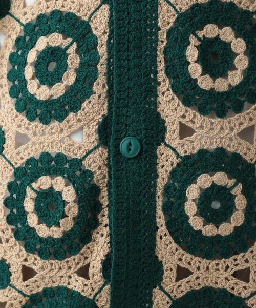 BAYFLOW（ベイフロー）の「クロシェニットシャツ（シャツ/ブラウス・メンズ・グリーン/ダークブラウン/ホワイト×ブラック・FREE）」の17枚目の写真