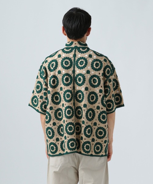 BAYFLOW（ベイフロー）の「クロシェニットシャツ（シャツ/ブラウス・メンズ・グリーン/ダークブラウン/ホワイト×ブラック・FREE）」の20枚目の写真