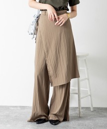 MILLION CARATS | 【旬顔ラップ付きレイヤードデザイン】スカート見えと美脚見えを両立する、大人のきれいめワイドパンツ！歩くたび揺れるラップが女性らしさを引き立て、縦ラインで細見え効果も抜群。涼感素材とゆったりシルエットで快適さも叶え、オンオフ問わず活躍する一本。(その他パンツ)