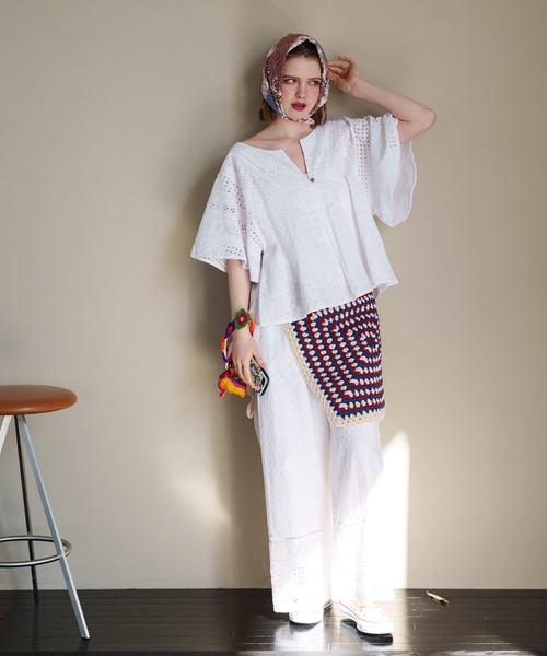 チャイハネ（チャイハネ）の「【チャイハネ】サーランシフリー刺繍トップス（その他トップス・レディース・グリーン/ホワイト/ブラック・FREE）」の19枚目の写真