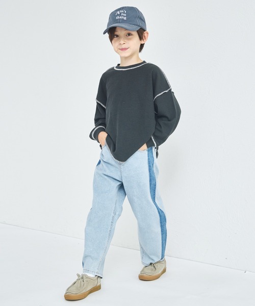 pairmanon（ペアマノン）の「ユニセックス サイドライン切替え バルーンデニムパンツ（デニムパンツ・キッズ・ブラック/ライトブルー・90/100/110/120/130/140/150）」の9枚目の写真