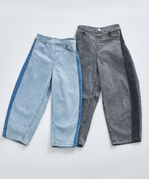 pairmanon（ペアマノン）の「ユニセックス サイドライン切替え バルーンデニムパンツ（デニムパンツ・キッズ・ブラック/ライトブルー・90/100/110/120/130/140/150）」の13枚目の写真