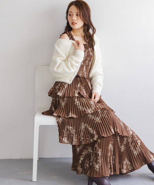 SNIDEL（スナイデル）の「ティアードプリントキャミワンピース（ワンピース・レディース・チェック/ブラウン・0/1）」の20枚目の写真