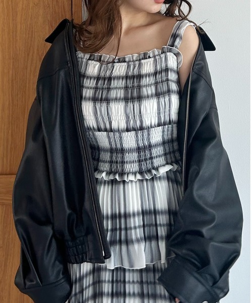 SNIDEL（スナイデル）の「ティアードプリントキャミワンピース（ワンピース・レディース・チェック/ブラウン・0/1）」の17枚目の写真