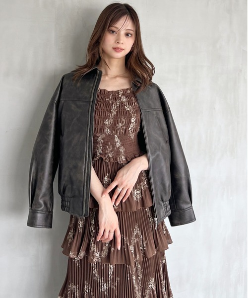 SNIDEL（スナイデル）の「ティアードプリントキャミワンピース（ワンピース・レディース・チェック/ブラウン・0/1）」の11枚目の写真