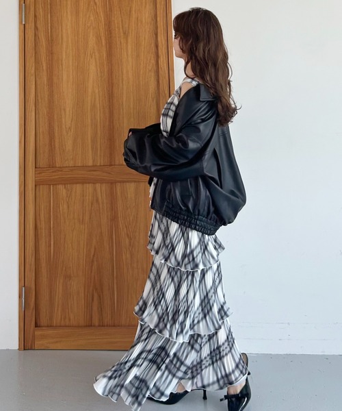 SNIDEL（スナイデル）の「ティアードプリントキャミワンピース（ワンピース・レディース・チェック/ブラウン・0/1）」の15枚目の写真