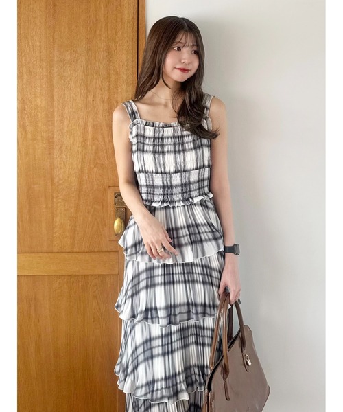 SNIDEL ティアードプリントキャミワンピース ティアードプリントキャミワンピース(マキシ・ロングワンピース