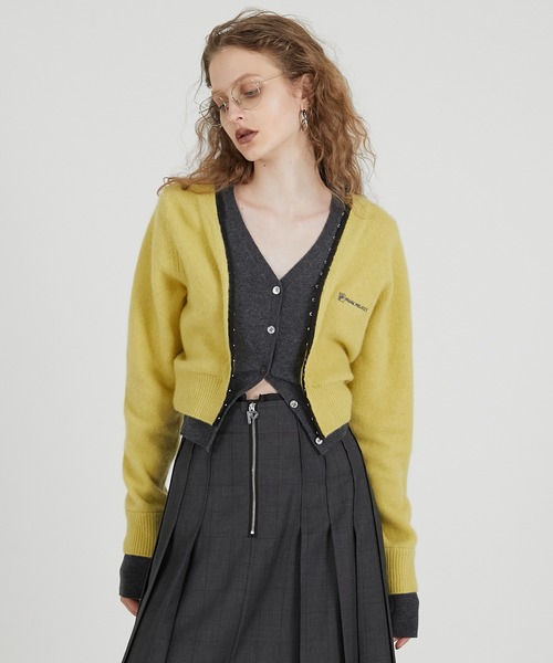 PRANK PROJECT（プランクプロジェクト）の「Vネックレイヤードカーデ / V-Neck Layered Cardigan（カーディガン/ボレロ・レディース・チャコールグレー/ライトイエロー/ブラウン・FREE）」の15枚目の写真