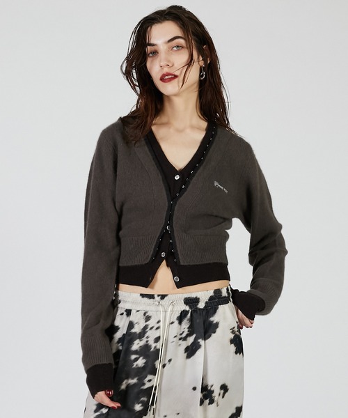 PRANK PROJECT（プランクプロジェクト）の「Vネックレイヤードカーデ / V-Neck Layered Cardigan（カーディガン/ボレロ・レディース・チャコールグレー/ライトイエロー/ブラウン・FREE）」の11枚目の写真