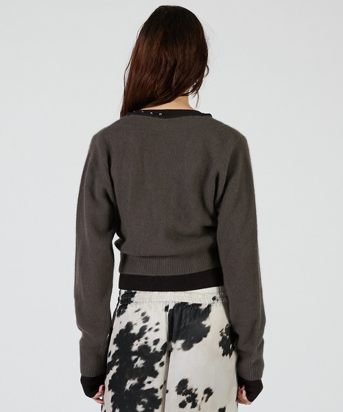 PRANK PROJECT（プランクプロジェクト）の「Vネックレイヤードカーデ / V-Neck Layered Cardigan（カーディガン/ボレロ・レディース・チャコールグレー/ライトイエロー/ブラウン・FREE）」の13枚目の写真