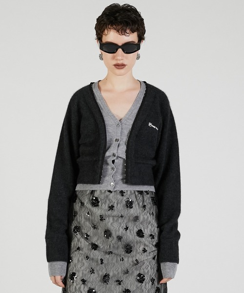 PRANK PROJECT（プランクプロジェクト）の「Vネックレイヤードカーデ / V-Neck Layered Cardigan（カーディガン/ボレロ・レディース・チャコールグレー/ライトイエロー/ブラウン・FREE）」の7枚目の写真