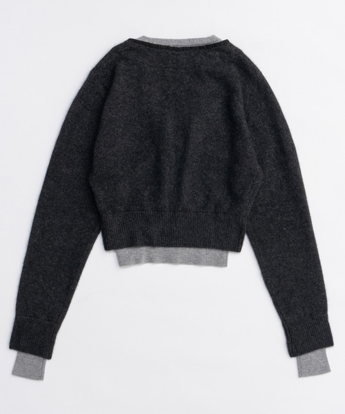 PRANK PROJECT（プランクプロジェクト）の「Vネックレイヤードカーデ / V-Neck Layered Cardigan（カーディガン/ボレロ・レディース・チャコールグレー/ライトイエロー/ブラウン・FREE）」の21枚目の写真