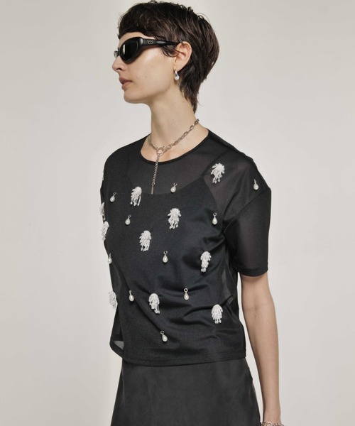 tシャツ SHEER BIJOU TSHIRT/シアービジューTシャツ レディース SHEER BIJOU TSHIRT/シアービジューTシャツ（Tシャツ/カットソー