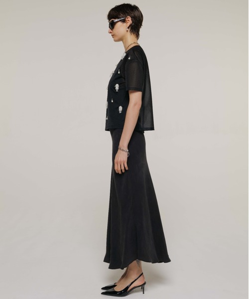 JOSE MOON(ジョゼムーン)の「SHEER BIJOU TSHIRT/シアービジューTシャツ(Tシャツ/カットソー・レディース・ブルー系その他/ホワイト/ブラック・FREE)」の10枚目の写真