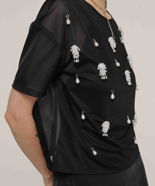 tシャツ SHEER BIJOU TSHIRT/シアービジューTシャツ レディース SHEER BIJOU TSHIRT/シアービジューTシャツ（Tシャツ/カットソー