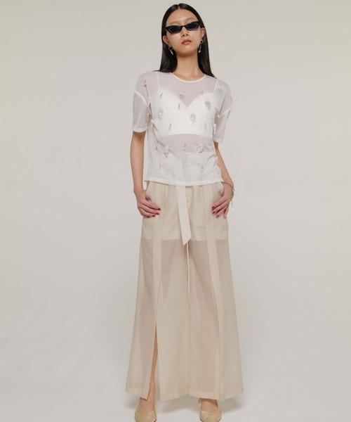 tシャツ SHEER BIJOU TSHIRT/シアービジューTシャツ レディース SHEER BIJOU TSHIRT/シアービジューTシャツ（Tシャツ/カットソー