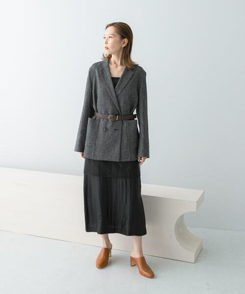 URBAN RESEARCH ROSSO WOMEN（アーバンリサーチ　ロッソ）の「シアー×ラインストーンレイヤードワンピース（ワンピース・レディース・ブラック・FREE）」の4枚目の写真