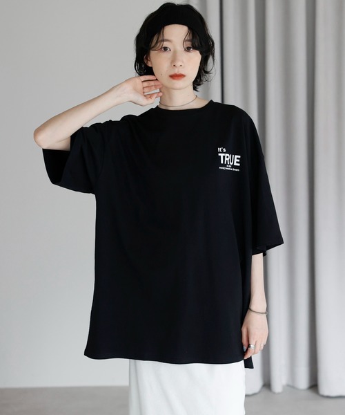 amini（アミニ）の「ビックシルエットプリントTシャツ　2型アソート（Tシャツ/カットソー・レディース・ホワイト系1/ホワイト系2/ブラック系1/ブラック系2・MEDIUM）」の4枚目の写真