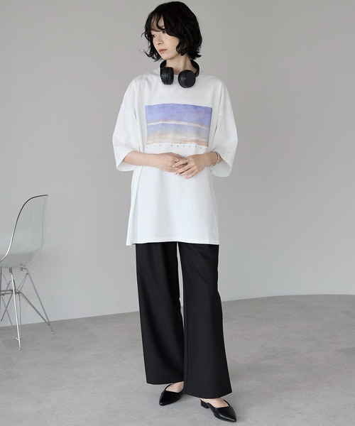 amini（アミニ）の「ビックシルエットプリントTシャツ　2型アソート（Tシャツ/カットソー・レディース・ホワイト系1/ホワイト系2/ブラック系1/ブラック系2・MEDIUM）」の8枚目の写真