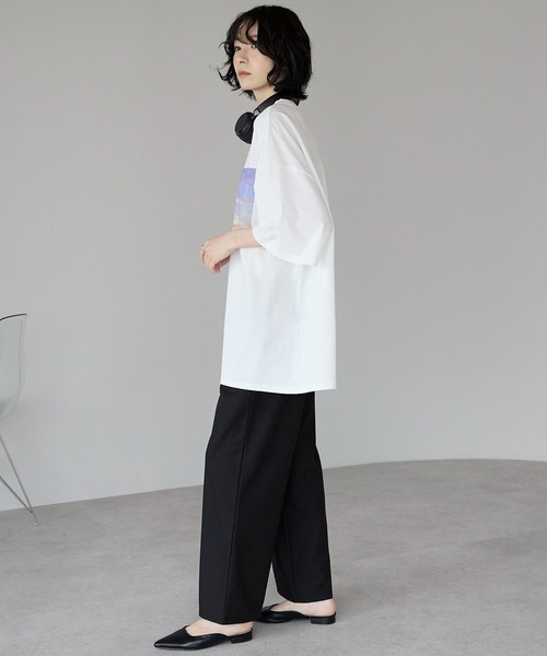 amini（アミニ）の「ビックシルエットプリントTシャツ　2型アソート（Tシャツ/カットソー・レディース・ホワイト系1/ホワイト系2/ブラック系1/ブラック系2・MEDIUM）」の9枚目の写真