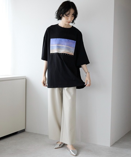 amini（アミニ）の「ビックシルエットプリントTシャツ　2型アソート（Tシャツ/カットソー・レディース・ホワイト系1/ホワイト系2/ブラック系1/ブラック系2・MEDIUM）」の17枚目の写真