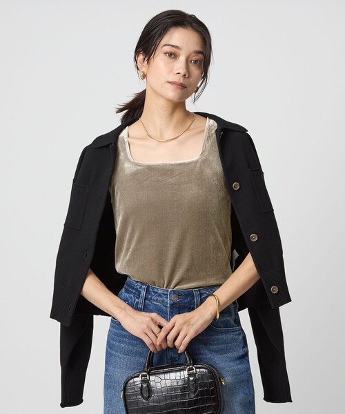 green label relaxing（グリーンレーベルリラクシング）の「ベロア タンクトップ（タンクトップ・レディース・ブラック/モカ/ダークブラウン・FREE）」の3枚目の写真
