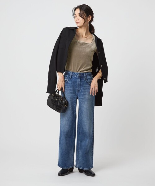 green label relaxing（グリーンレーベルリラクシング）の「ベロア タンクトップ（タンクトップ・レディース・ブラック/モカ/ダークブラウン・FREE）」の5枚目の写真