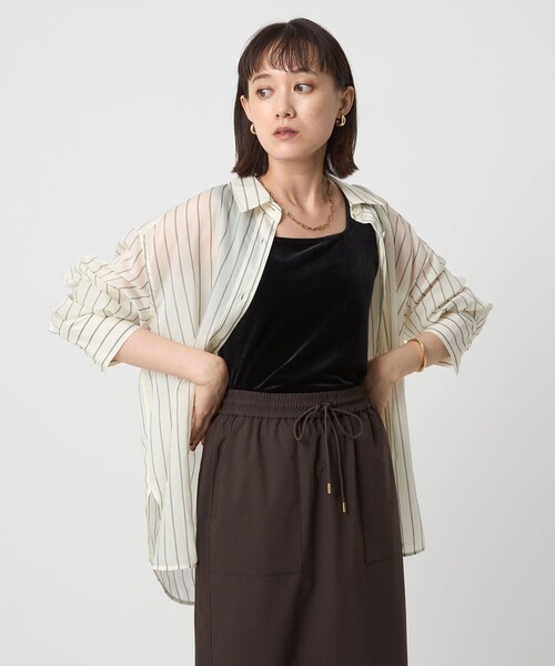 green label relaxing（グリーンレーベルリラクシング）の「ベロア タンクトップ（タンクトップ・レディース・ブラック/モカ/ダークブラウン・FREE）」の6枚目の写真