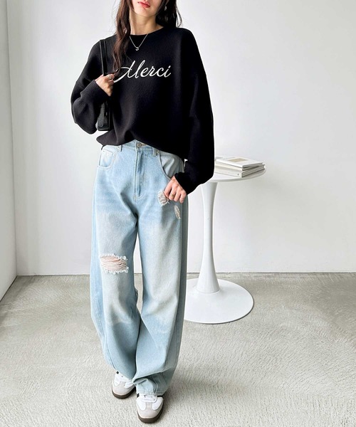 GeeRA(ジーラ)の「チェーンロゴ刺繍もちもちニットプルオーバー(ニット/セーター・レディース・グレー/ブラック・MEDIUM/LARGE/X-LARGE)」の20枚目の写真
