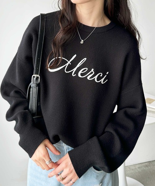 GeeRA(ジーラ)の「チェーンロゴ刺繍もちもちニットプルオーバー(ニット/セーター・レディース・グレー/ブラック・MEDIUM/LARGE/X-LARGE)」の7枚目の写真