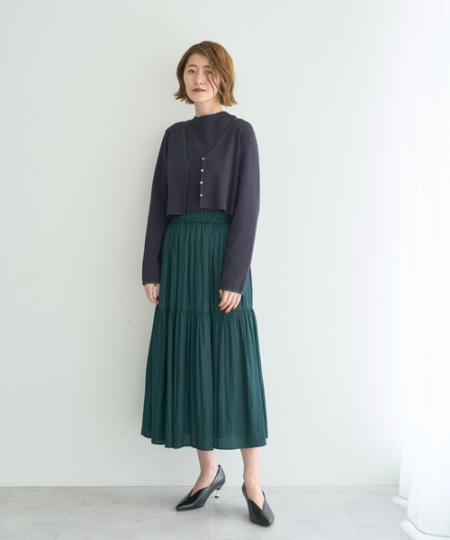 YECCA VECCA(イェッカヴェッカ)の「【2点SET】カーディガンセットワンピース(ワンピース・レディース・ブラック/ネイビー/グレイッシュベージュ・FREE)」の3枚目の写真