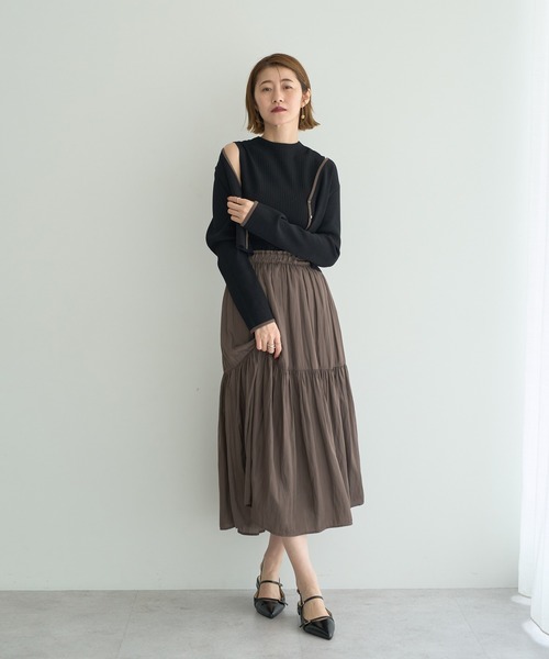YECCA VECCA(イェッカヴェッカ)の「【2点SET】カーディガンセットワンピース(ワンピース・レディース・ブラック/ネイビー/グレイッシュベージュ・FREE)」の1枚目の写真