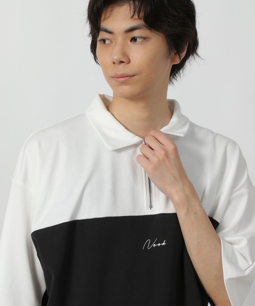 LAKOLE(ラコレ)の「バイカラーハーフZIPロゴT / 578548(Tシャツ/カットソー・メンズ・ホワイト/レッド/ブルー・LARGE/MEDIUM)」の7枚目の写真