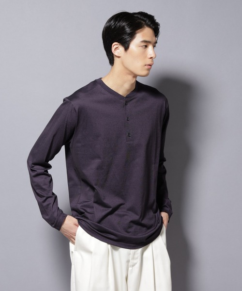 NANO universe(ナノユニバース)の「ソラーロライトストレッチヘンリーネックTシャツ 長袖(Tシャツ/カットソー・メンズ・カーキ/ネイビー・M/L)」の2枚目の写真