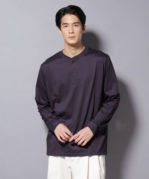 NANO universe(ナノユニバース)の「ソラーロライトストレッチヘンリーネックTシャツ 長袖(Tシャツ/カットソー・メンズ・カーキ/ネイビー・M/L)」の10枚目の写真