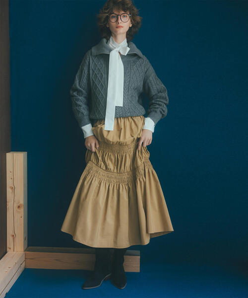 N.（N. Natural Beauty Basic）（エヌエヌナチュラルビューティーベーシック）の「ゴールドボタン2wayリボンブラウス（シャツ/ブラウス・レディース・ネイビー/イエロー/オフホワイト・MEDIUM）」の5枚目の写真