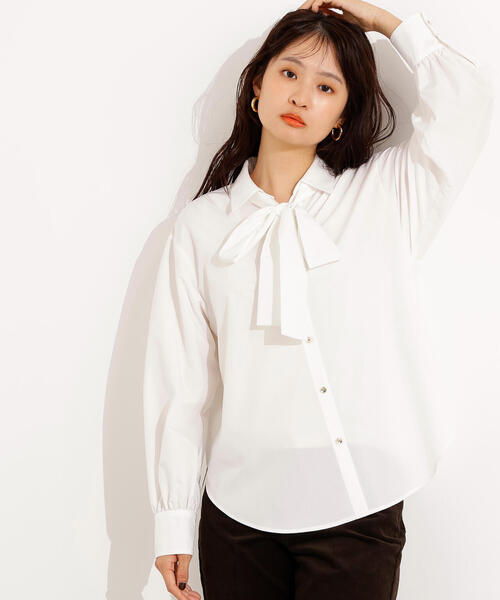 N.（N. Natural Beauty Basic）（エヌエヌナチュラルビューティーベーシック）の「ゴールドボタン2wayリボンブラウス（シャツ/ブラウス・レディース・ネイビー/イエロー/オフホワイト・MEDIUM）」の9枚目の写真