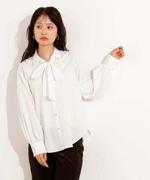 N.（N. Natural Beauty Basic）（エヌエヌナチュラルビューティーベーシック）の「ゴールドボタン2wayリボンブラウス（シャツ/ブラウス・レディース・ネイビー/イエロー/オフホワイト・MEDIUM）」の12枚目の写真