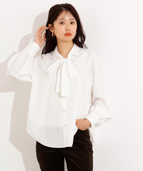 N.（N. Natural Beauty Basic）（エヌエヌナチュラルビューティーベーシック）の「ゴールドボタン2wayリボンブラウス（シャツ/ブラウス・レディース・ネイビー/イエロー/オフホワイト・MEDIUM）」の15枚目の写真