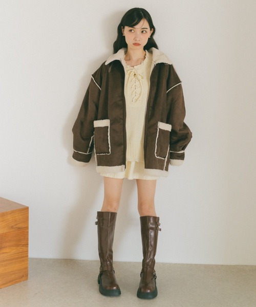 VANNIE U（ヴァニーユー）の「ダブルベルトロングブーツ（ブーツ・レディース・ブラウン/ブラック・S/M/L）」の6枚目の写真