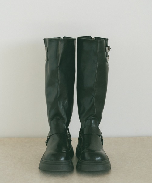 VANNIE U（ヴァニーユー）の「ダブルベルトロングブーツ（ブーツ・レディース・ブラウン/ブラック・S/M/L）」の11枚目の写真